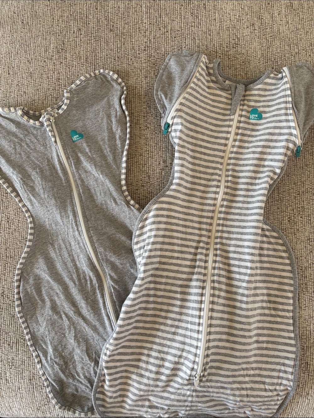 Love to Dream Gray & White Striped Swaddle Pair